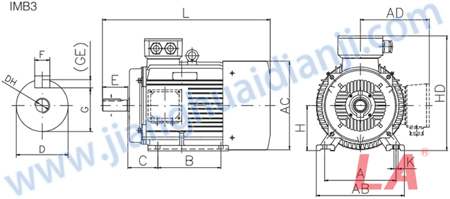 JHM系列變頻調速三相異步電動(dòng)機外形及安裝尺寸圖 - 六安江淮電機有限公司