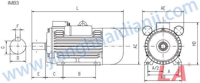 YL系列雙值電容單相異步電動(dòng)機外形及安裝尺寸圖IMB3 - 六安江淮電機有限公司