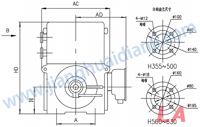 YRKS系列中型高壓三相異步電動(dòng)機外形及安裝尺寸圖 - 六安江淮電機有限公司