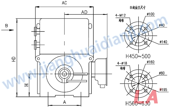 YRKS系列中型高壓三相異步電動(dòng)機外形及安裝尺寸圖 - 六安江淮電機有限公司