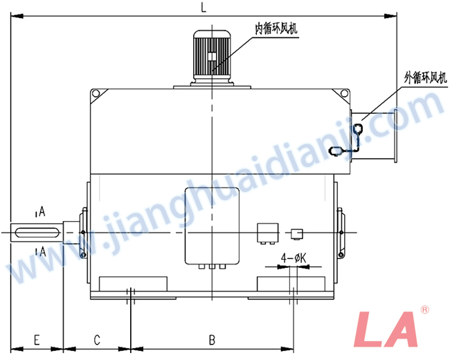 YMPS系列磨煤機用高壓三相異步電動(dòng)機安裝尺寸圖(IP54、IP55 6KV) - 六安江淮電機有限公司