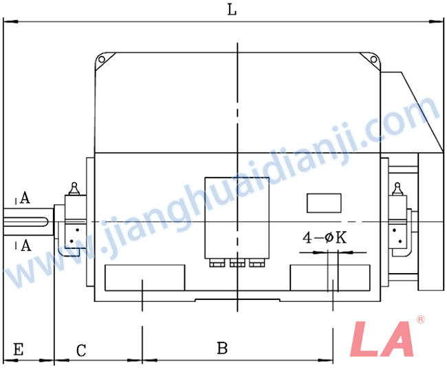 YKK系列大型高壓三相異步電動(dòng)機外形及安裝尺寸圖(YKK710-1000 IP44、IP54、IP55) - 六安江淮電機有限公司