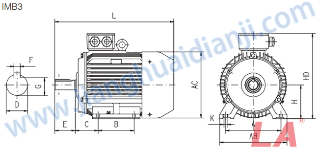 MS系列鋁殼三相異步電動(dòng)機外形及安裝尺寸圖IMB3 - 六安江淮電機有限公司