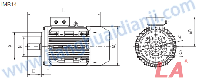 MS系列鋁殼三相異步電動(dòng)機外形及安裝尺寸圖IMB14 - 六安江淮電機有限公司