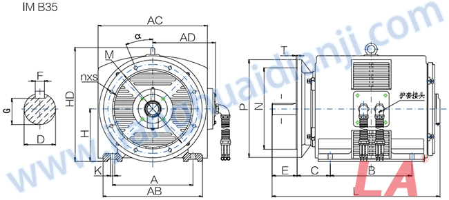 Y系列空壓機專(zhuān)用電機外形及安裝尺寸圖 - 六安江淮電機有限公司